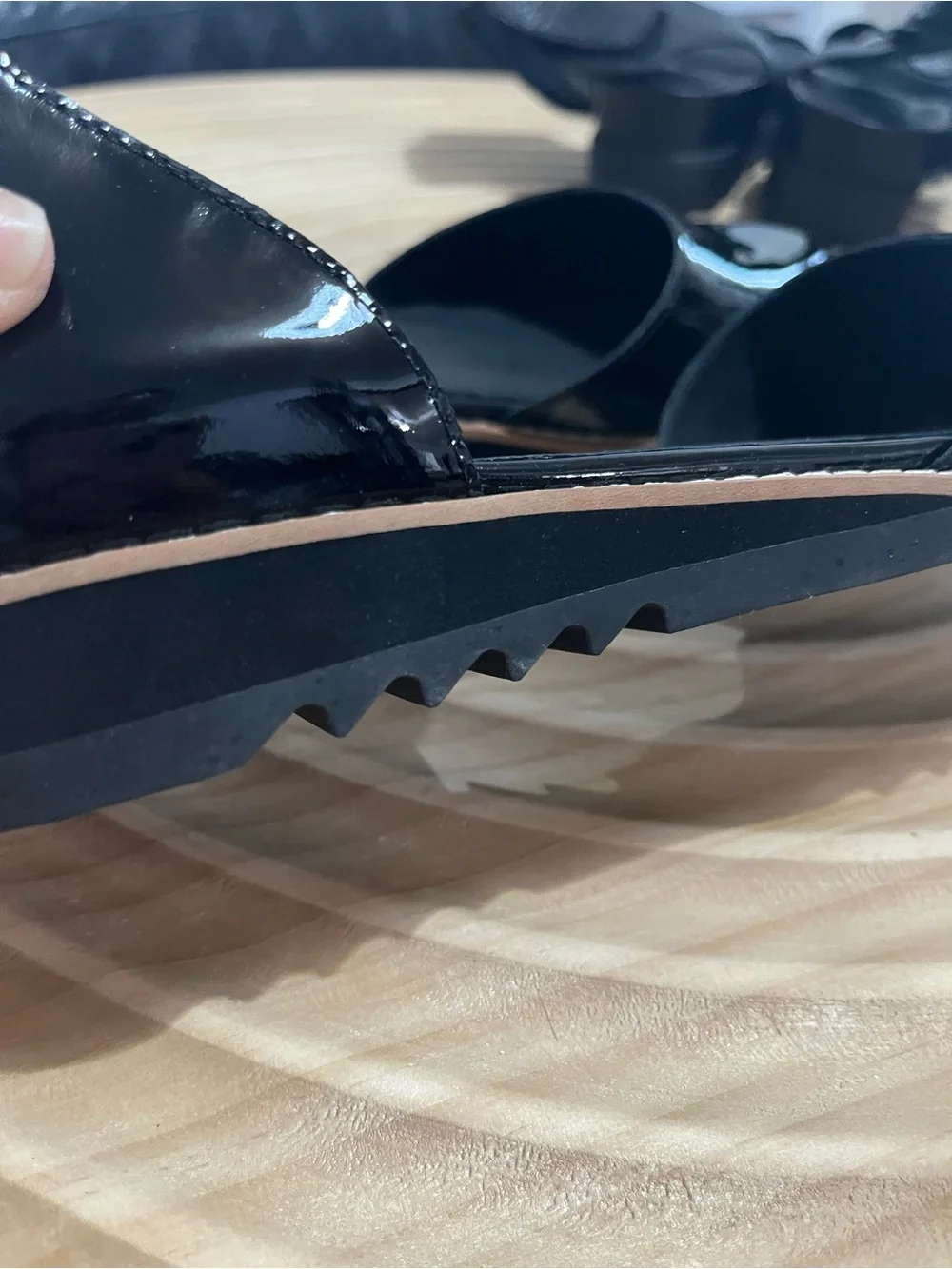 Eileen Fisher Black Patent Leather Ankle-Strap Flats